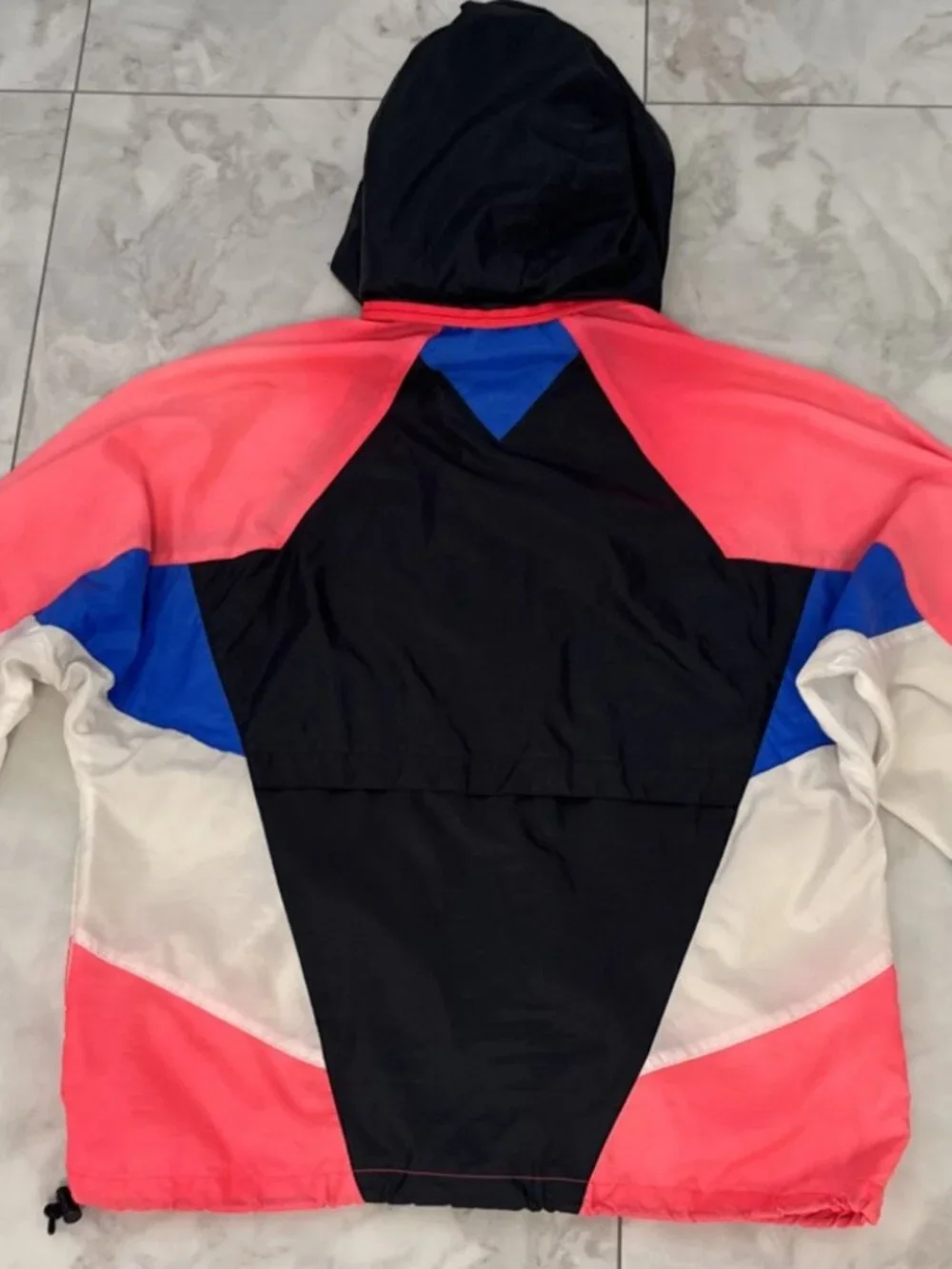Vintage 80s Nike Windbreaker Mens Medium Color block Hooded Zip Jacket Gray Tag